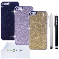 ECO-FUSED® iPhone 5 Combo / Three Sparkle Bling Hard Cases - 8 - Silver, Gold, Black / - AT&T, Sprint, Verizon, US Cellular, T-Mobile and International - with ECO-FUSED Microfiber Cleaning Cloth ECO-FUSED® iPhone 5 Combo / Three Sparkle Bling Hard Cases - 8 - Silver, Gold, Black / - AT&T, Sprint, Verizon, US Cellular, T-Mobile and International - with ECO-FUSED Microfiber Cleaning Cloth