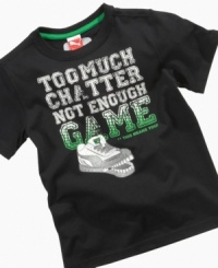 Walk the walk. He'll be ready to play in this fun graphic t-shirt from Puma. Walk the walk. He'll be ready to play in this fun graphic t-shirt from Puma.
