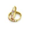 14K Yellow Gold Huggie Hoop Earrings 2mm, 11mm Diameter Channel Set White & Pink CZ For Kids & Teens