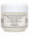 A firming night cream to help prevent the appearance of fine lines and wrinkles. Skin retains a soft, firm and well-toned appearance. Formulated with a high concentration of soluble collagen to prevent skin aging and woodmallow for its softening action. With regular use, this cream helps to: Minimize the appearance of fine lines and wrinkles Store skin's energy and vitality for a youthful look 1.6 oz.