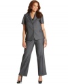 A unique take on a classic combination, Tahari by ASL's plus size suit features short sleeves and ankle-length trousers. Pair it with elegant pumps or feminine flats.