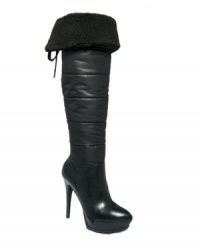 GUESS by Marciano's Ragi over-the-knee platform boots are super tall with shearling interior detail at the top of the shaft. Lace-up detail makes the view from the back even more interesting. Looks great cuffed or uncuffed. GUESS by Marciano's Ragi over-the-knee platform boots are super tall with shearling interior detail at the top of the shaft. Lace-up detail makes the view from the back even more interesting. Looks great cuffed or uncuffed.