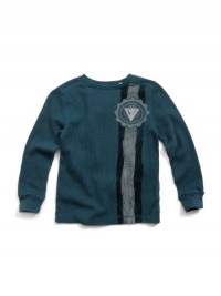 GUESS Kids Boys Little Boy Long-Sleeve Thermal Tee with , BLUE (4) GUESS Kids Boys Little Boy Long-Sleeve Thermal Tee with , BLUE (4)