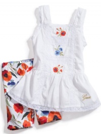 GUESS Kids Girls Little Girl Lace Embroidered Top with Le, WHITE (6) GUESS Kids Girls Little Girl Lace Embroidered Top with Le, WHITE (6)