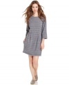 A striped sweatshirt fabric makes this RACHEL Rachel Roy dress perfect for a laid-back, urban-chic look!