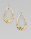 From the Crinkle Collection. Cutout teardrops of hammered 18k gold make a bold yet elegant statement.18k gold Length, about 3 Ear wire Imported