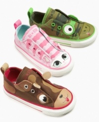 Cute kicks. They'll love playing with the adorable animals on these Chuck Taylor slip-on sneakers from Converse. Cute kicks. They'll love playing with the adorable animals on these Chuck Taylor slip-on sneakers from Converse.
