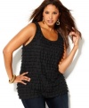 Get a top tier look this spring with INC's sleeveless plus size top, featuring a ruffled finish.