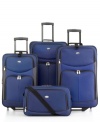 Meet your answer to fast travel, this comprehensive set includes every size suitcase that your dream vacation could demand. Each durable piece features exterior zip pockets for keeping travel must-haves right at hand and fully-lined interiors that pack in every essential with ease. 5-year warranty.