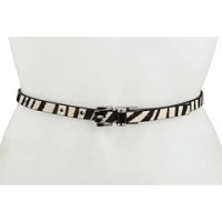 MICHAEL Michael Kors Women's Leather Calf Hair Reversible Belt with Wrapped Buckle - Zebra (Small (waist 30)) MICHAEL Michael Kors Women's Leather Calf Hair Reversible Belt with Wrapped Buckle - Zebra (Small (waist 30))