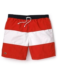 Catch some rays in these bright colorblock shorts, featuring a drawstring waist and an embossed croc on the lower leg. Catch some rays in these bright colorblock shorts, featuring a drawstring waist and an embossed croc on the lower leg.
