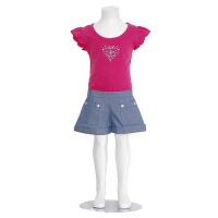 Toddler Girl 4T Fuchsia Sequin Heart Denim Print Shorts Jumper Toddler Girl 4T Fuchsia Sequin Heart Denim Print Shorts Jumper