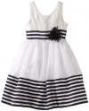 Bonnie Jean Girls 7-16 Border Stripe Dress, Blue, 8