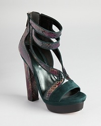 Rainbow-hued, snakeskin accents add a luxe touch to Rachel Zoe's jewel-toned Payton platforms. Rainbow-hued, snakeskin accents add a luxe touch to Rachel Zoe's jewel-toned Payton platforms.