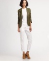Linen and cotton twill finished with a hint of stretch, impeccably-tailored in a sleek rolled-cuff styleTab-front waistBelt loopsZip-flySlash pocketsBack button welt pocketsRise, about 9Inseam, about 3058% linen/39% cotton/3% elastaneDry cleanImportedModel shown is 5'10 (177cm) wearing US size 4. 