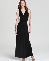 Stretch jersey lends effortless movement to a floor-skimming Three Dots maxi dress, artfully pleated and cinched at the waist for an alluring silhouette. Polish off the style with a hint of shine. Stretch jersey lends effortless movement to a floor-skimming Three Dots maxi dress, artfully pleated and cinched at the waist for an alluring silhouette. Polish off the style with a hint of shine.