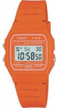 Casio #F91WC-4A2 Men's Orange Classic Chronograph Alarm LCD Digital Watch Casio #F91WC-4A2 Men's Orange Classic Chronograph Alarm LCD Digital Watch