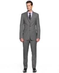 With a dapper, old-school air, this slim fit suit from Calvin Klein takes a classic and makes it cool. With a dapper, old-school air, this slim fit suit from Calvin Klein takes a classic and makes it cool.
