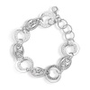 Gucci Inspired Sterling 925 Silver Circle Link Bracelet with Cirlce Greek-Key Interlocking Design(WoW !With Purchase Over $50 Receive A Marcrame Bracelet Free)