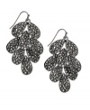 Clusters of starry night shine, by INC International Concepts. These drop earrings feature layers of hematite tone teardrop accents with glass stones for added sparkle. Crafted in hematite tone mixed metal. Approximate drop: 2 inches.