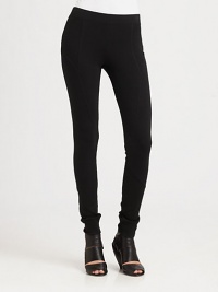 Stretchy, classically styled leggings with modern seaming, secured by a comfortable elastic waistband for a tailored fit. THE FITRise, about 8Inseam, about 31THE DETAILSElastic waistband92% viscose/8% elastaneMachine washMade in USAModel shown is 5'10 (177cm) wearing US size 4. Stretchy, classically styled leggings with modern seaming, secured by a comfortable elastic waistband for a tailored fit. THE FITRise, about 8Inseam, about 31THE DETAILSElastic waistband92% viscose/8% elastaneMachine washMade in USAModel shown is 5'10 (177cm) wearing US size 4.