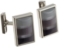 Kenneth Cole New York Mens Shades Of Gray Mosaic Fiber Optic Glass Rectangle Cufflinks