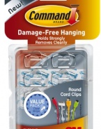 Command Round Cord Clips, Clear, 10-Clip