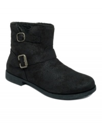 Flip a coin. No matter which side it lands on, the Flip booties by Material Girl are the way to go. With their low profile and buckled-up strap accents, they're always effortlessly cool. Flip a coin. No matter which side it lands on, the Flip booties by Material Girl are the way to go. With their low profile and buckled-up strap accents, they're always effortlessly cool.