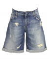 Pierre Balmain Womens Boyfriend Denim Cuffed Shorts