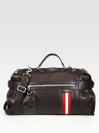 The finest choice for a stylish weekend getaway, roomy enough to store all of your essentials, crafted in perforated leather with trainspotting detail for a signature finish.Zip closureDouble top handlesAdjustable shoulder strapExterior, interior zip pocketsFully linedLeather21W x 11H x DMade in Switzerland The finest choice for a stylish weekend getaway, roomy enough to store all of your essentials, crafted in perforated leather with trainspotting detail for a signature finish.Zip closureDouble top handlesAdjustable shoulder strapExterior, interior zip pocketsFully linedLeather21W x 11H x DMade in Switzerland