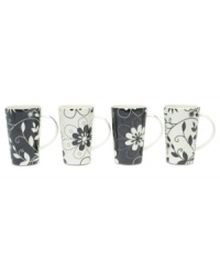 Find new reasons to savor coffee and tea with the Daisy May mugs gift set from Maxwell & Williams. A retro shape and bold graphics in black and white porcelain add new pep to your regular routine. Find new reasons to savor coffee and tea with the Daisy May mugs gift set from Maxwell & Williams. A retro shape and bold graphics in black and white porcelain add new pep to your regular routine.