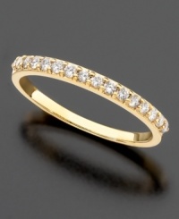 Brilliant reflections, all in a row. This beautiful ring features round-cut diamonds (1/4 ct. t.w.) set in 14k gold. Brilliant reflections, all in a row. This beautiful ring features round-cut diamonds (1/4 ct. t.w.) set in 14k gold.
