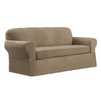 Maytex Mills 2-Piece Maggie Stretch Slipcover for Loveseat, Stone Maytex Mills 2-Piece Maggie Stretch Slipcover for Loveseat, Stone