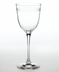 A delicate ribbon of hand-cut petals encircles the upper edge of the Ringlet stemware. Expertly crafted in crystal, Martha loves the gracious proportions of wine glasses with a softer, rounded bowl and elegantly tapered long stem. Full-lead crystal captures and reflects more light, and is more durable than regular glass or crystal. Make wonderful events and beautiful table settings shine. (Clearance) A delicate ribbon of hand-cut petals encircles the upper edge of the Ringlet stemware. Expertly crafted in crystal, Martha loves the gracious proportions of wine glasses with a softer, rounded bowl and elegantly tapered long stem. Full-lead crystal captures and reflects more light, and is more durable than regular glass or crystal. Make wonderful events and beautiful table settings shine. (Clearance)