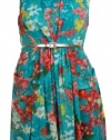 Evan Picone Women's Belted Chiffon Floral Dress