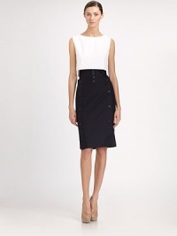 This high-waisted silk shantung design features bold button details and a flattering lace-up back tie.High banded waist with button frontSailor-style front panel with button detailsLace-up backAbout 28 longSilkDry cleanMade in ItalyModel shown is 5'11 (180cm) wearing US size 4. This high-waisted silk shantung design features bold button details and a flattering lace-up back tie.High banded waist with button frontSailor-style front panel with button detailsLace-up backAbout 28 longSilkDry cleanMade in ItalyModel shown is 5'11 (180cm) wearing US size 4.