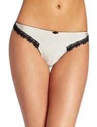 Felina Women's Tricia Satin Low Rise Thong With Lace Trim Felina Women's Tricia Satin Low Rise Thong With Lace Trim