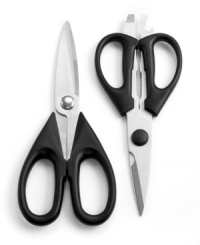 Time to cut in-this 2-piece shear set makes it easy to slice, dice, trim and snip whatever comes onto the countertop. The stainless steel blades separate for easy cleaning and the ergonomic handles keep comfort at the forefront of prep. Time to cut in-this 2-piece shear set makes it easy to slice, dice, trim and snip whatever comes onto the countertop. The stainless steel blades separate for easy cleaning and the ergonomic handles keep comfort at the forefront of prep.