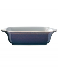 A true gem, the Amethyst rectangular baker is simply glazed but boldly hued, in deep indigo and crisp white from Denby's collection of dinnerware. The dishes can embrace their luxe color alone or they can be paired with the playful dots of Amethyst Stone for a well-balanced and uniquely customized table setting. A true gem, the Amethyst rectangular baker is simply glazed but boldly hued, in deep indigo and crisp white from Denby's collection of dinnerware. The dishes can embrace their luxe color alone or they can be paired with the playful dots of Amethyst Stone for a well-balanced and uniquely customized table setting.