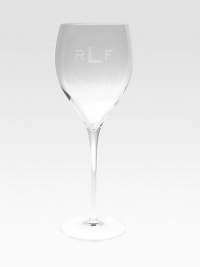 This set of four tulip glasses is engraved for a personal touch. Set of 4Clear glass9.25 highDishwasher safeMade in ItalyFOR PERSONALIZATIONSelect a quantity, then scroll down and click on PERSONALIZE & ADD TO BAG to choose and preview your personalization options. Please allow 2 weeks for delivery.