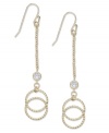 Double happiness. Two cut-out circles create a chic, contemporary look on Giani Bernini's 24k gold over sterling silver and sparkling crystal earrings. Approximate drop: 2-1/2 inches.