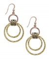 Ring in the season. Style&co.'s versatile tri-tone earrings feature a unique hammered design with multiple rings. Set in gold, rose-gold and black spot tone mixed metal. Approximate drop: 1-3/4 inches.