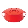 Preparing and presenting favorite dishes gets a bright, modern twist with this colorful casserole from Dansk. Expertly constructed of steel for longstanding durability, it's coated in easy-to-clean enamel and detailed with slim, stylized handles.