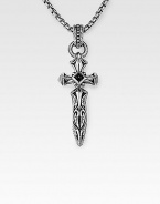 Drawn from modern and antiqued traditions in braided sterling silver with an onyx-accented cross-and-dagger medallion. From the UnKaged Collection Cross, ¾W X 1½H Endless chain, 26 long Made in USA