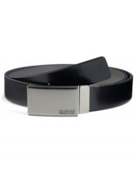 Don't over-think your morning rotation, this smooth reversible belt from Kenneth Cole quickly complements any look for the office. Don't over-think your morning rotation, this smooth reversible belt from Kenneth Cole quickly complements any look for the office.