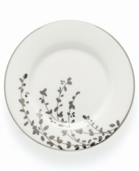An instant classic from kate spade new york, this Gardner Street Platinum saucer exudes contemporary elegance. Stems of platinum foliage flourish on fine white bone china, creating a stylized two-tone floral motif to freshen up your formal table. An instant classic from kate spade new york, this Gardner Street Platinum saucer exudes contemporary elegance. Stems of platinum foliage flourish on fine white bone china, creating a stylized two-tone floral motif to freshen up your formal table.