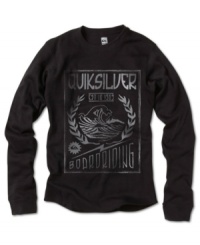 He can warm up his look in this thermal graphic tee from Quiksilver. He can warm up his look in this thermal graphic tee from Quiksilver.