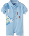 Kitestrings Baby-Boys Newborn Pique Golf Romper, Sky Sulphur, 0-3 Months