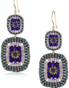 Miguel Ases Blue Quartz and Swarovski Square Drop Earrings