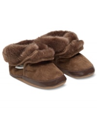 Keep your little one's toes cozy when the snow's falling in these cute ankle booties from Robeez. Keep your little one's toes cozy when the snow's falling in these cute ankle booties from Robeez.